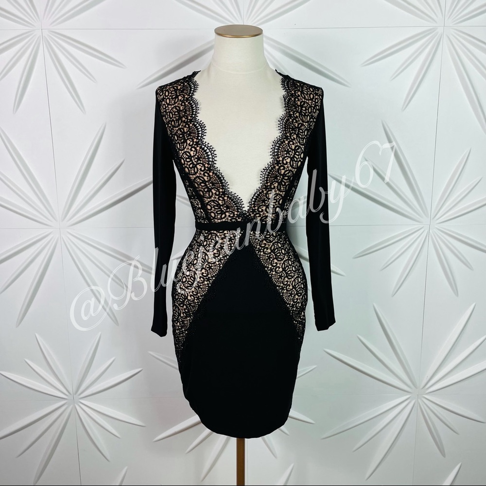 Misha Collection Little Black Dress In Black/Nude - Picture 11 of 16